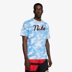 Nike DNA City Exploration Men’s 2XL Tie-Dye Sky Blue Centered Spellout T-shirt